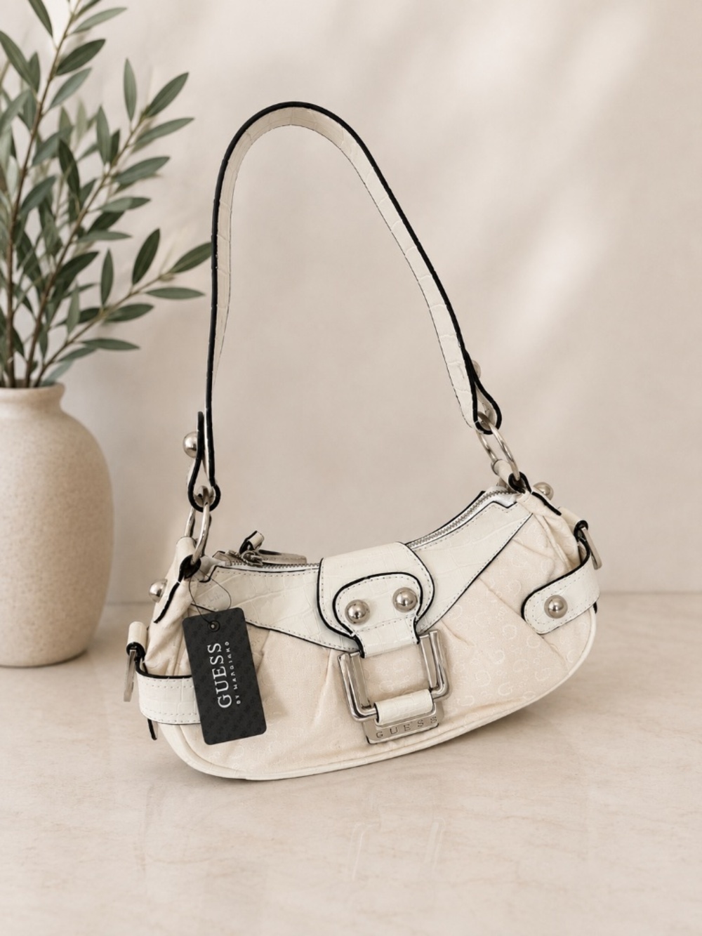 NWT Guess shoulder bag vintage Y2K white hobo